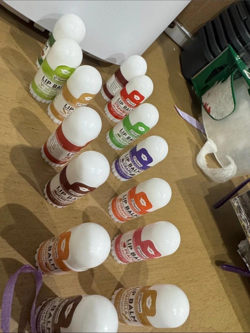 Lip Balm Assortment in a Variety Pack of 14- in Purple Organza Bag